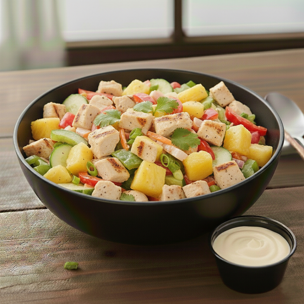 Hawaiian Chicken Salad with Sweet Cream Yogurt Dressing.
