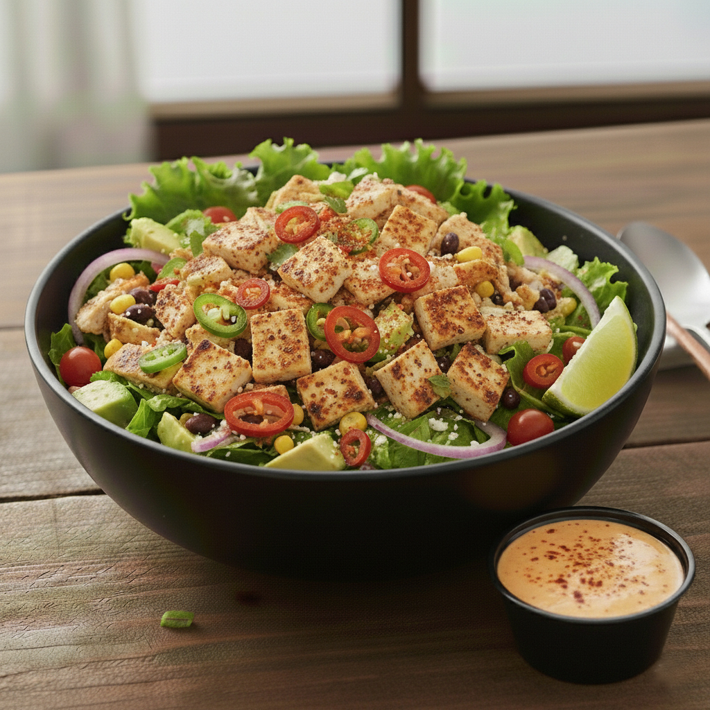 Mexican Paneer Salad with Spicy Southwest Dressing